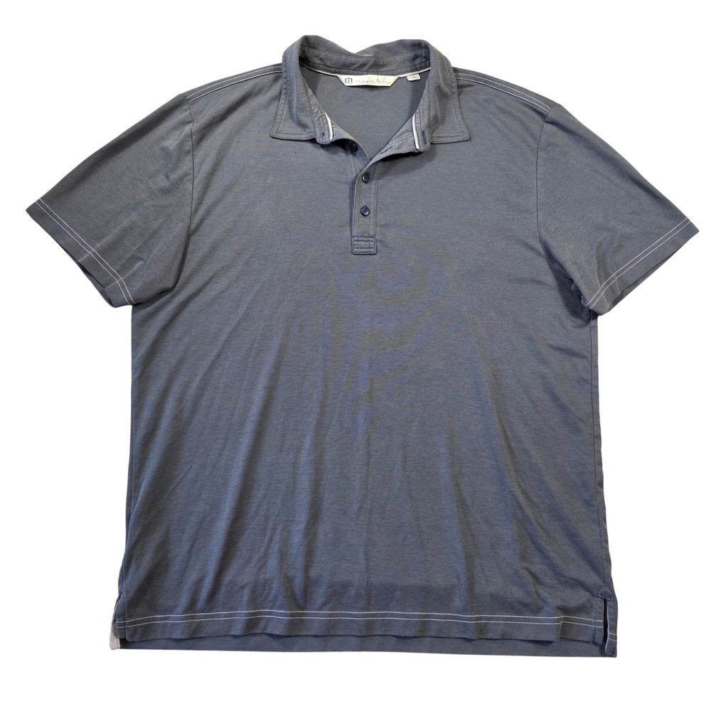 Travis Mathew Mens XL Gray Pima Cotton Blend Short Sleeve Golf Polo Shirt Preppy